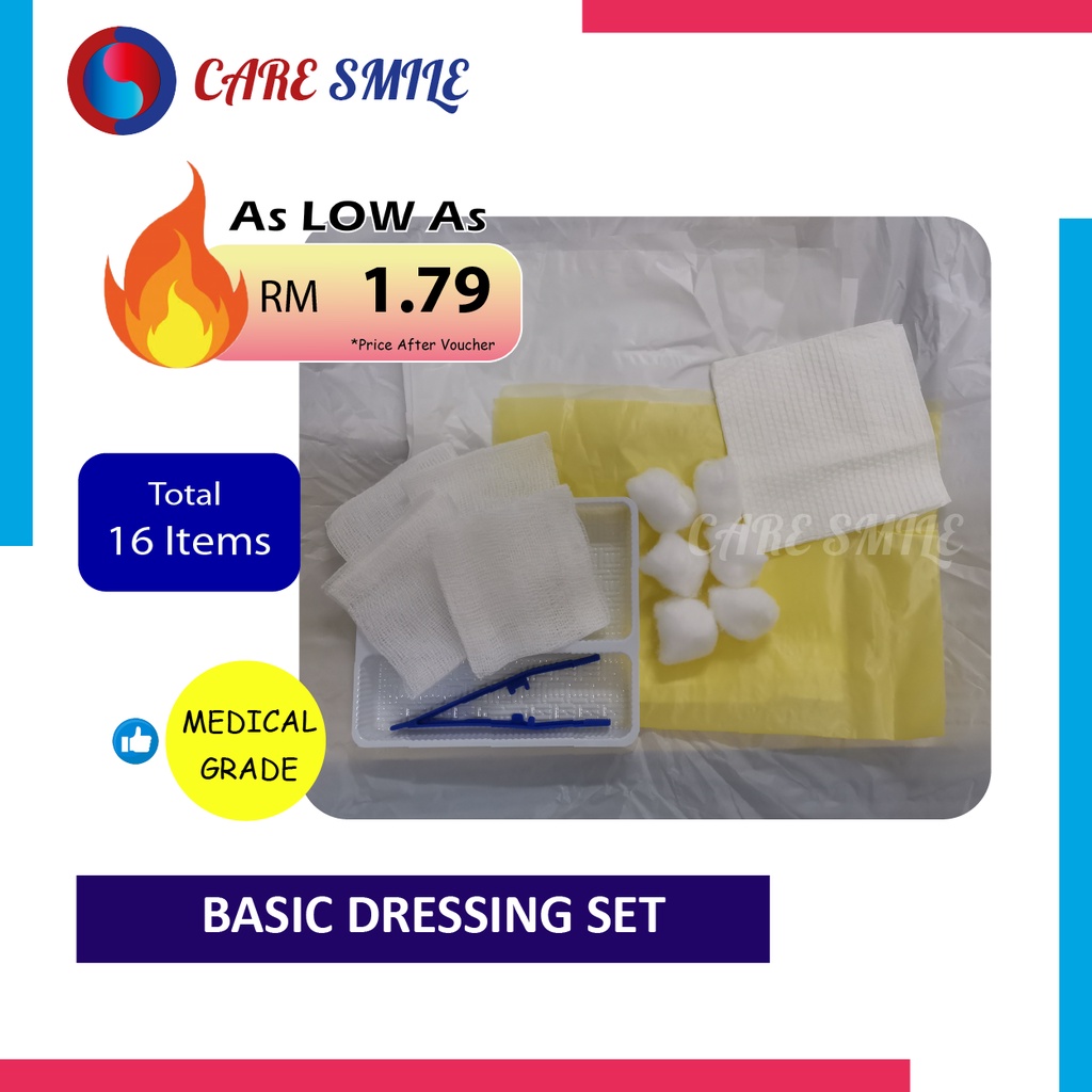DRESSING SET Sterile Disposable Medical Grade 16 Items Woundcare