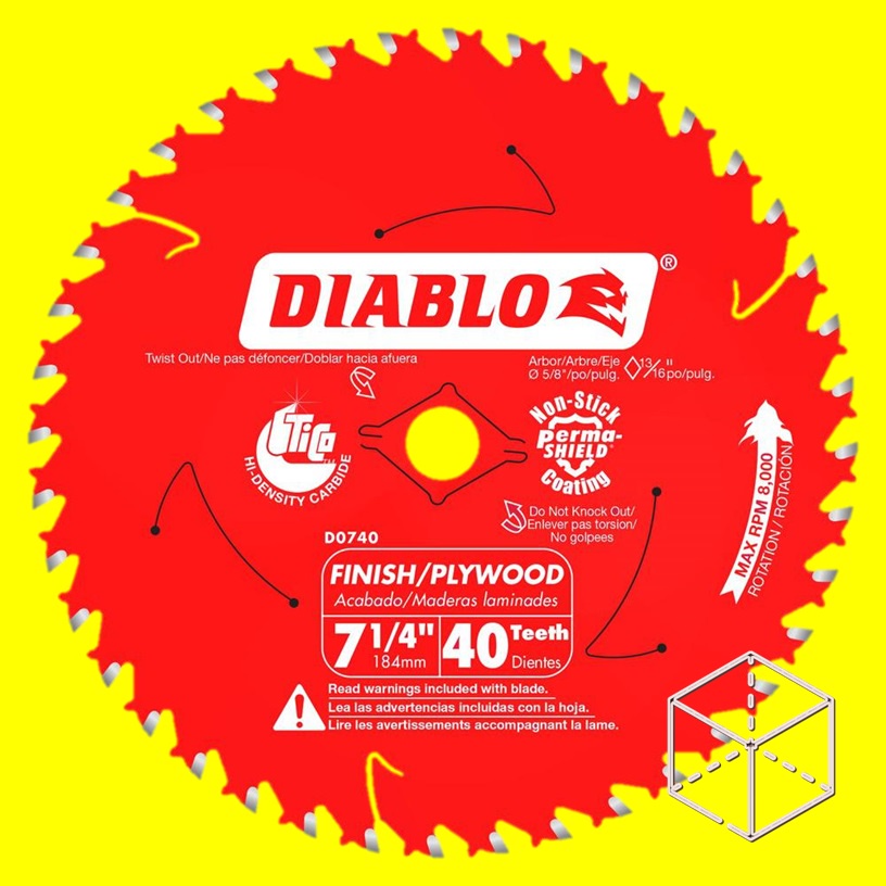 Diablo 7-1/4 in. (184 mm) x 40 Tooth Finish Carbide Circular Saw Blade (D0740)