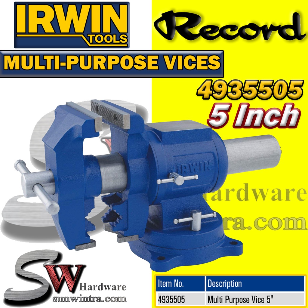 IRWIN 5 Inch / 125MM Record Heavy Duty Multi Purpose Vices Vice Vise #4935505