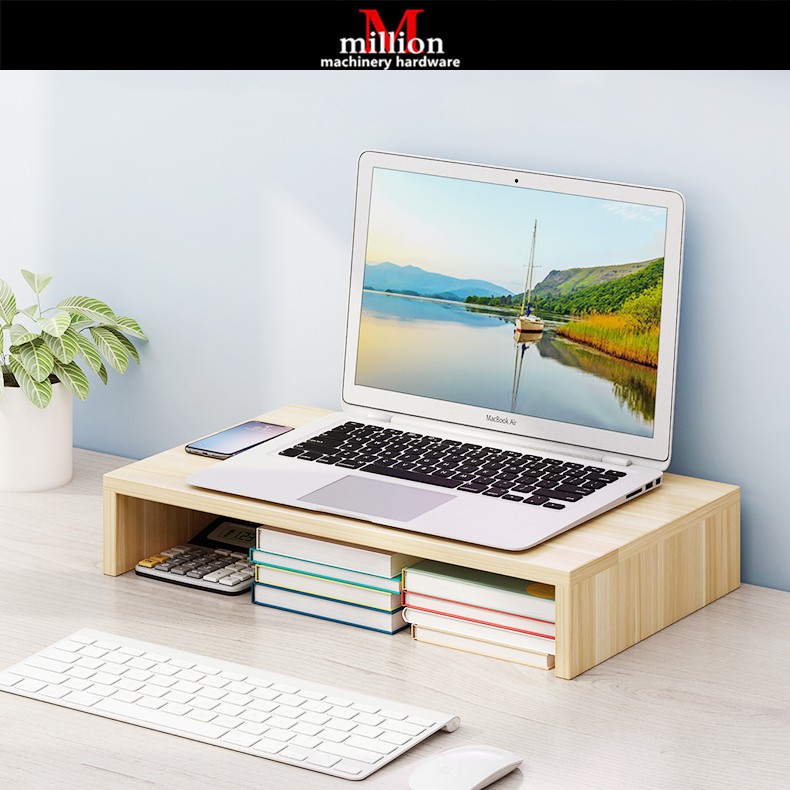 (1Tier) Wooden Monitor Stand Monitor Riser Computer Table Top Eye