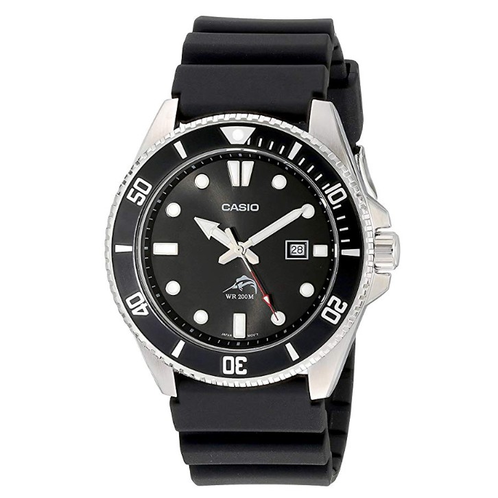 casio men's black analog anti reverse bezel watch