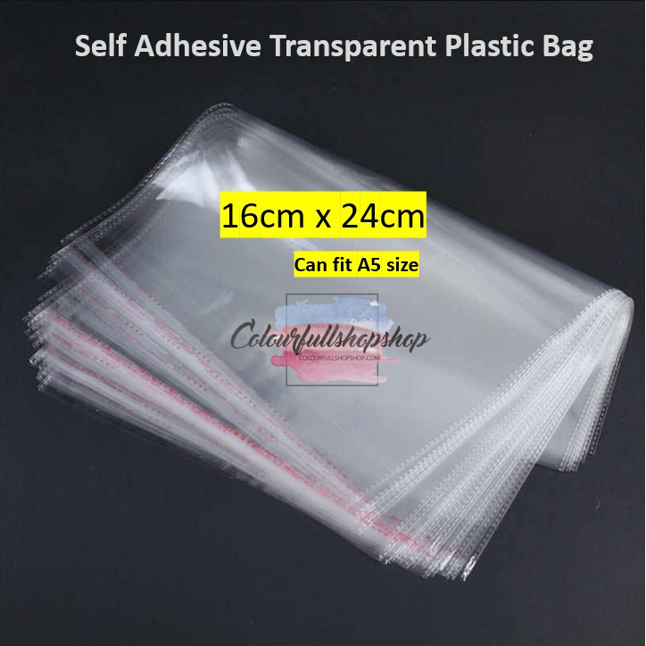 50/100/200pcs 16*24 A5/half A4 size OPP self Adhesive transparent plastic bag 0.05/0.07mm