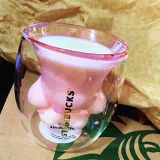 starbucks cat paw glass