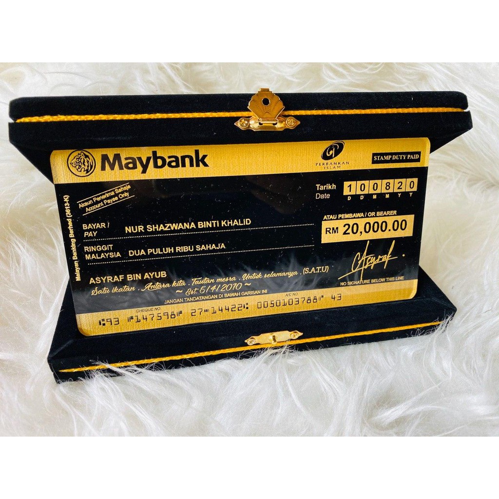 Download Custom Golden Engraved Mockup cheque Replika cek mock cheque hantaran acrylic | Shopee Malaysia