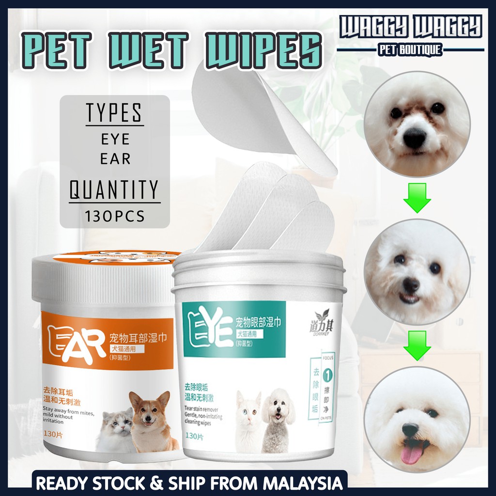 WaggyWaggy Pet Wet Wipes Dogs Cats Eye Grooming Tear Stain Remover