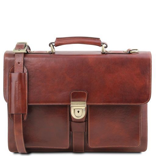 TL ASSISI LEATHER BRIEFCASE 3 COMPARTMENTS TL141825