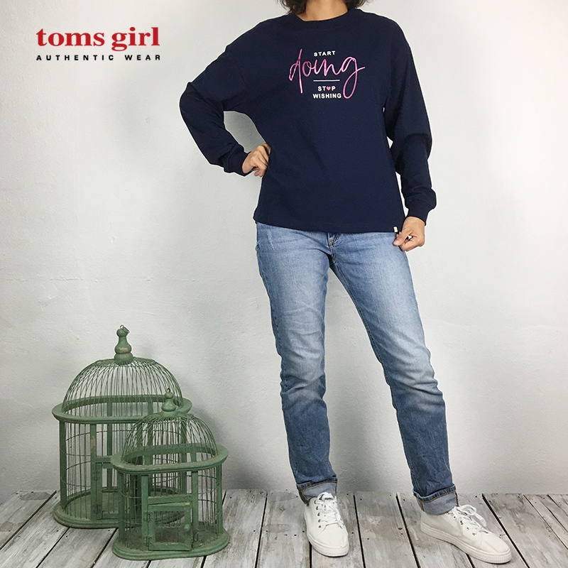 lote Seguro Playa Toms Girl Women Round Neck Long Sleeve Loose Cut Printed Slogan T-shirt  G61-378 & 379 | Shopee Malaysia