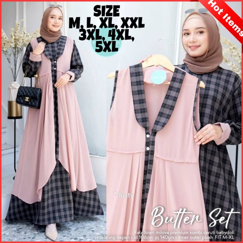 Gamis Outer Long Contemporary Butter Set Jumbo LD 140 Ready Size