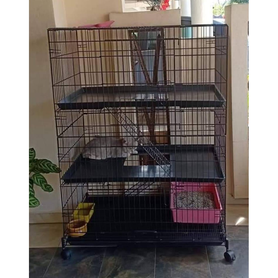 Sangkar Kucing 3 Tingkat BESAR Cat Cage 3 Level FULL TRAY  Shopee 