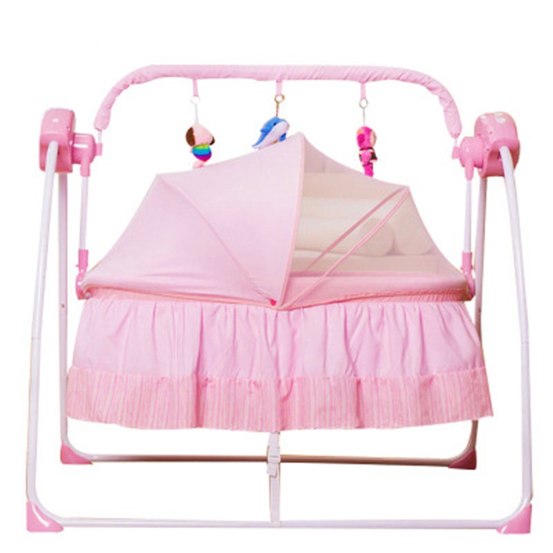 Big Space Electric Baby Crib Cradle Infant Rocker Auto Swing Bed