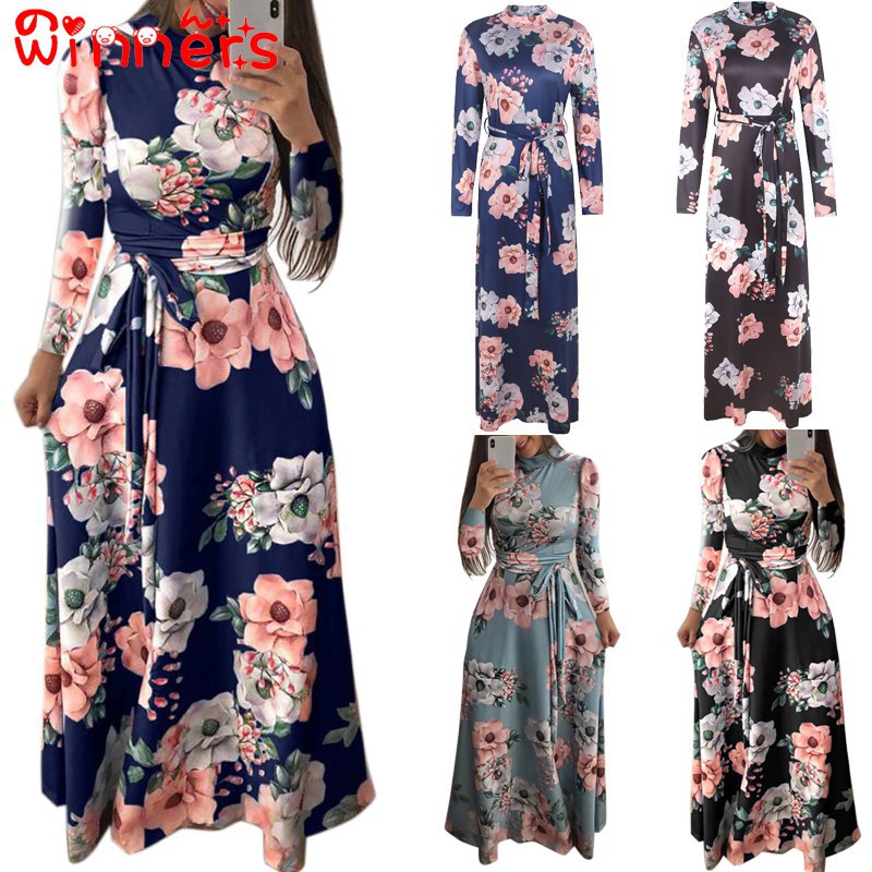 long sleeve floral dress plus size