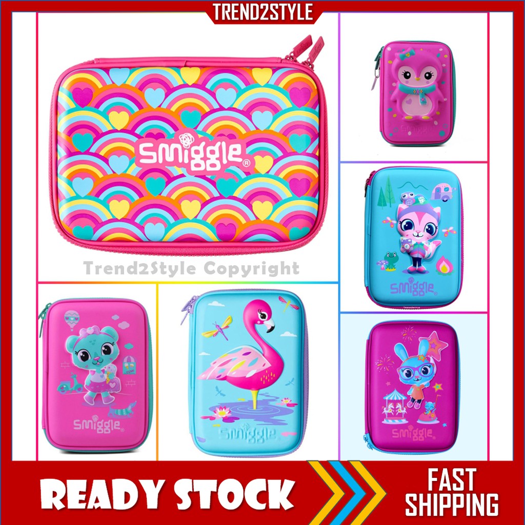 [READY STOCK] Smiggle Hard Top Pencil Case Box For Kids School Design