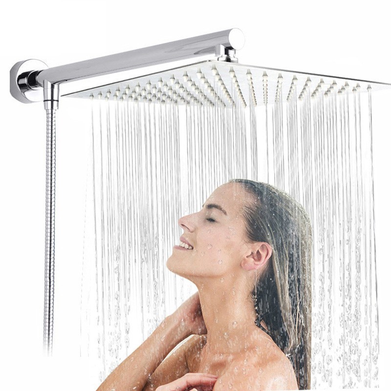 [Free Shipping] Shower Head High Pressure Shower Faucet Set Square Rain