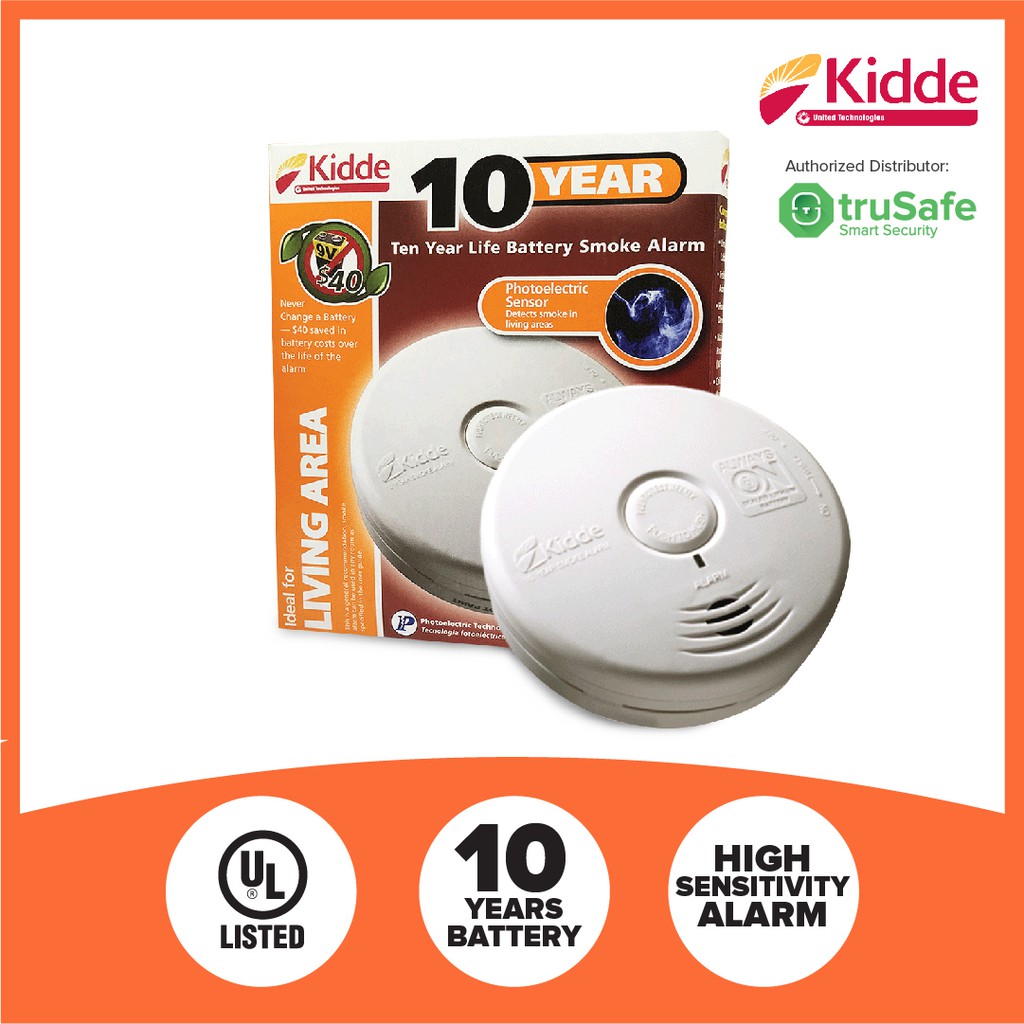 KIDDE WorryFree Smoke Detector 10 Years Battery Life, Standalone Smoke