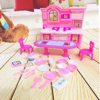Pink Dollhouse Furniture Living Room Parlour Sofa Set For Barbie Accessories Shopee Malaysia