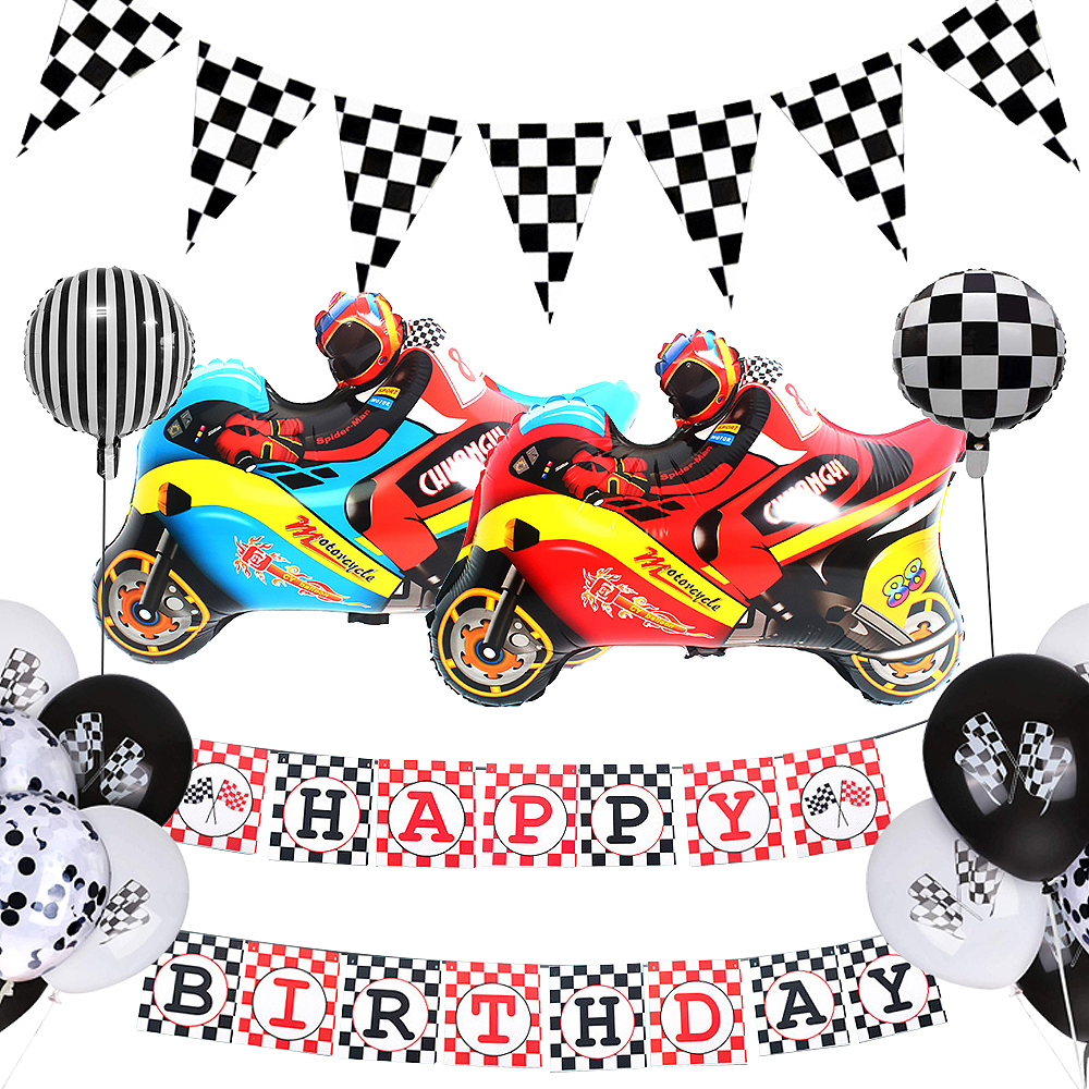 Racing Car Birthday Party Balloons Race Car Theme Banners Cake Toppers Party Supplies Decoration Baby Happy Birthday Par