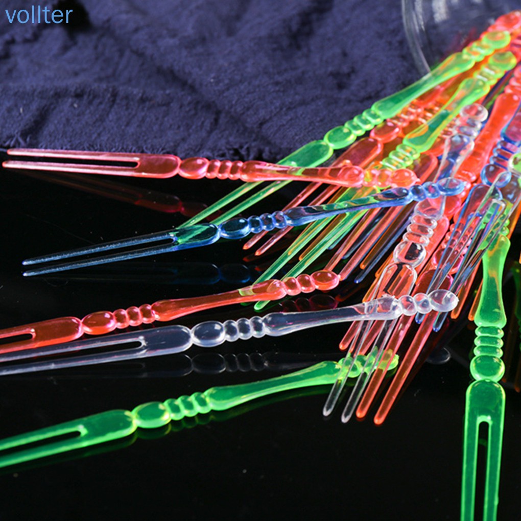 Meal Chef VOLL 80Pcs Cake Fork Plastic Fruits 2 Tooth Food Picks Dessert Snack Salad Cocktail Appetizer Colorful - Image 2