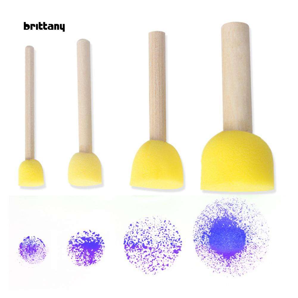 40 Pieces Round Sponge Foam Brush Set Paint Sponge Brush Wooden Handle Foam Brush Sponge Painting Tools for Kids Painting Crafts 