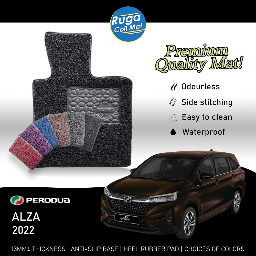 NEW PERODUA ALZA D27A (2022) CAR COIL MAT KARPET KERETA 15MM PREMIUM COIL MAT SIDE STITCHING AND