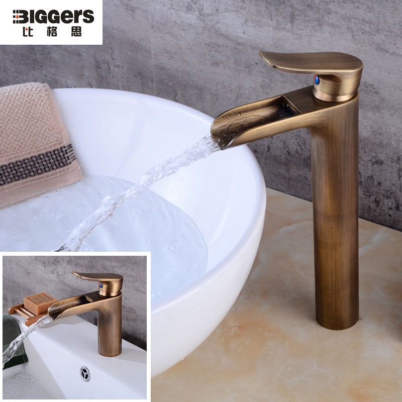 Biggers Antique Bronze Copper Waterfall Bathroom Basin Faucet Tap