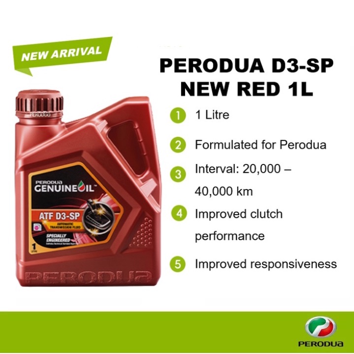 PERODUA ATF D3SP ORANGE 1L AUTO TRANSMISSION FLUID GEAR OIL MINYAK
