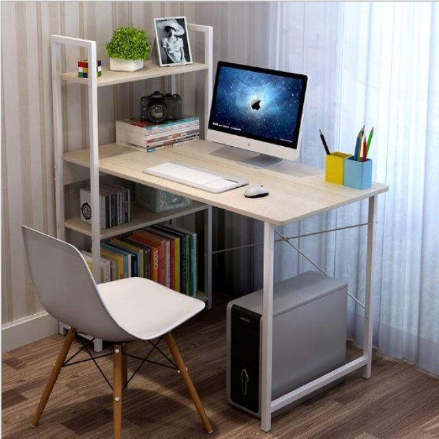 Modern Computer Laptop Desk Study Table With Bookshelf Shopee