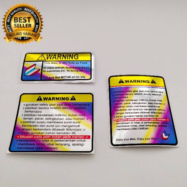 Thailand warning Stickers twotone THAILOOK BABYLOOK LOOK honda 