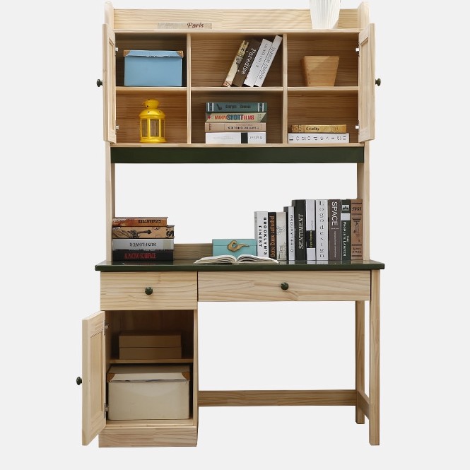 Home Solid Wood Children S Desk Bookcase Bookshelf Integrated