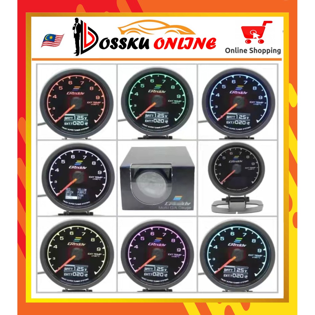 GReddy 2 In 1 Multi DA Gauge / Meter with 7 Color ( water temp / vaccum / turbo / rpm / oil temp / oil pressure )