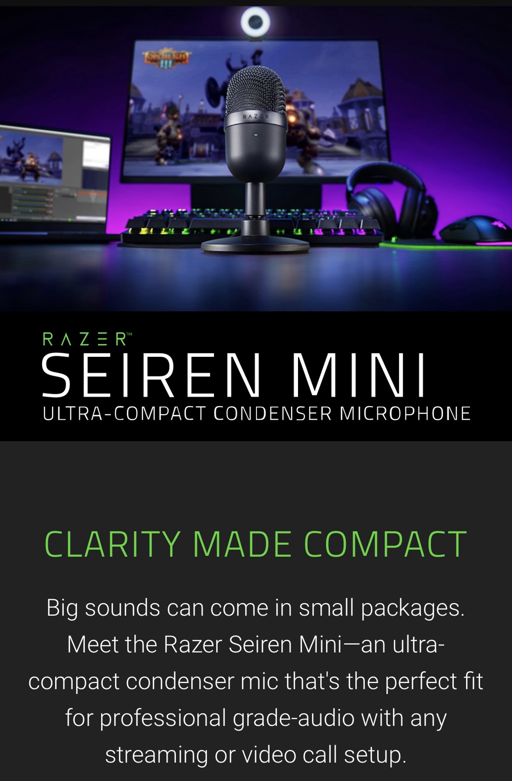 Razer Seiren Mini - Black / Mercury / Quartz — Razer Flagship Store
