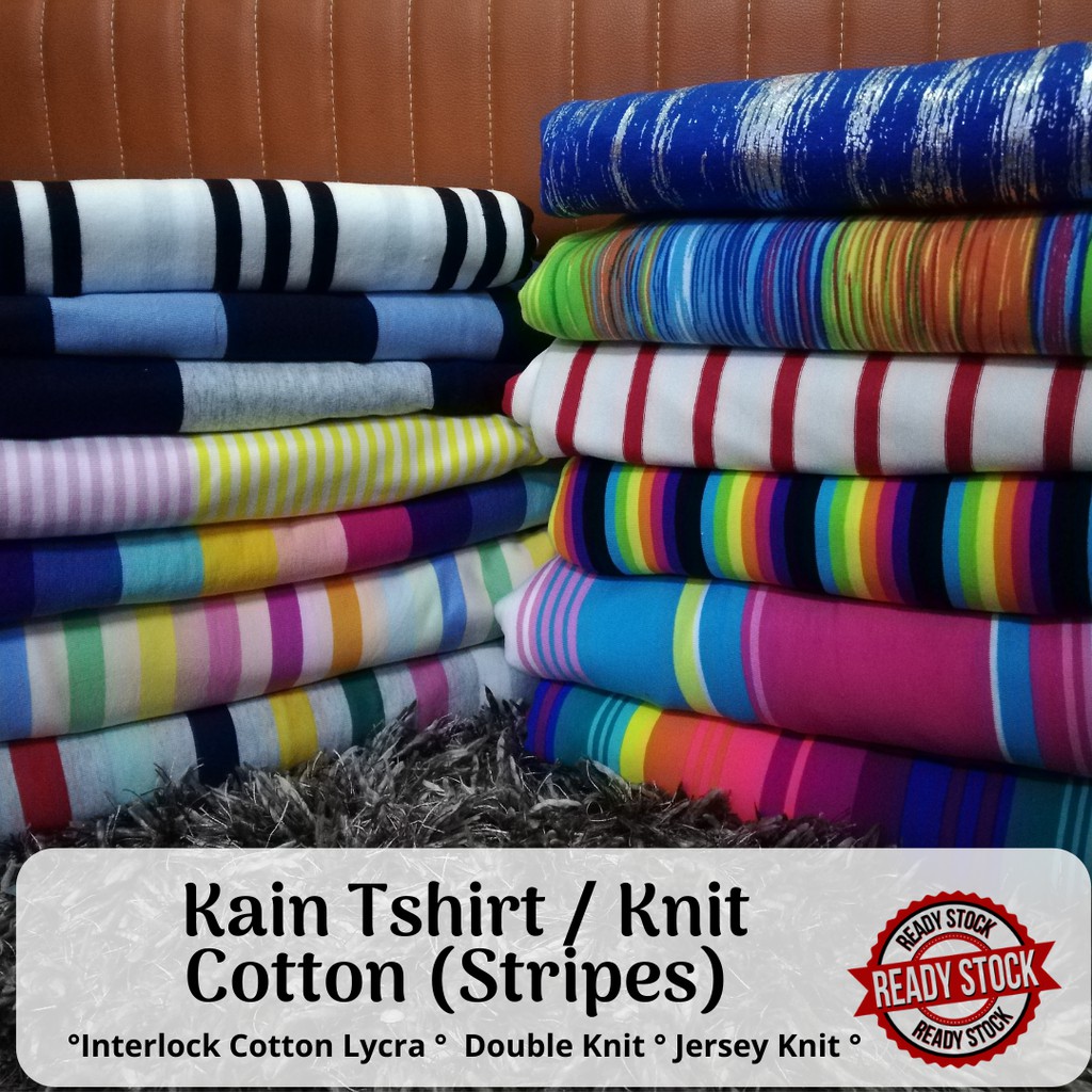 Buy 9 Stripe Kain Knit Knit Cotton Kain Tshirt Stripe Interlock Knit Cotton Cotton Lycra For Men Unisex Seetracker Malaysia
