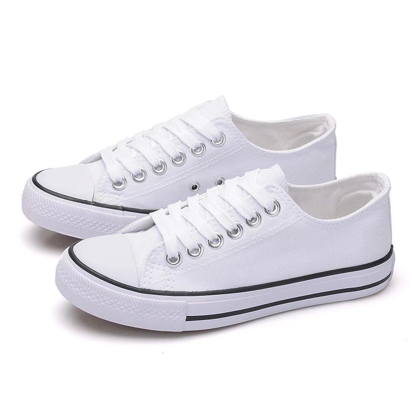 Canvas Shoes Classic Lace up Unisex Casual Fashion (White) | Shopee ...