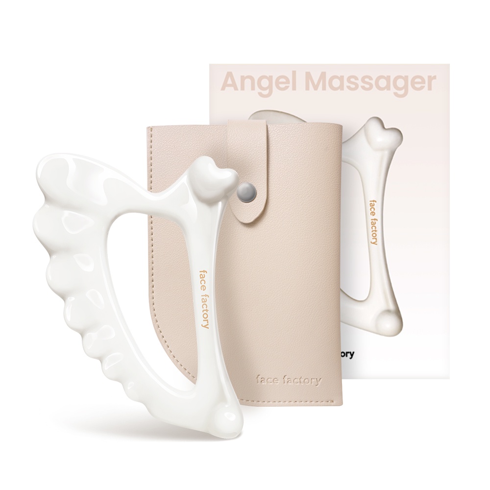 face factory Angel GuaSha Facial Massager/ Daily massager/ Made in Korea/ 100% White Clay