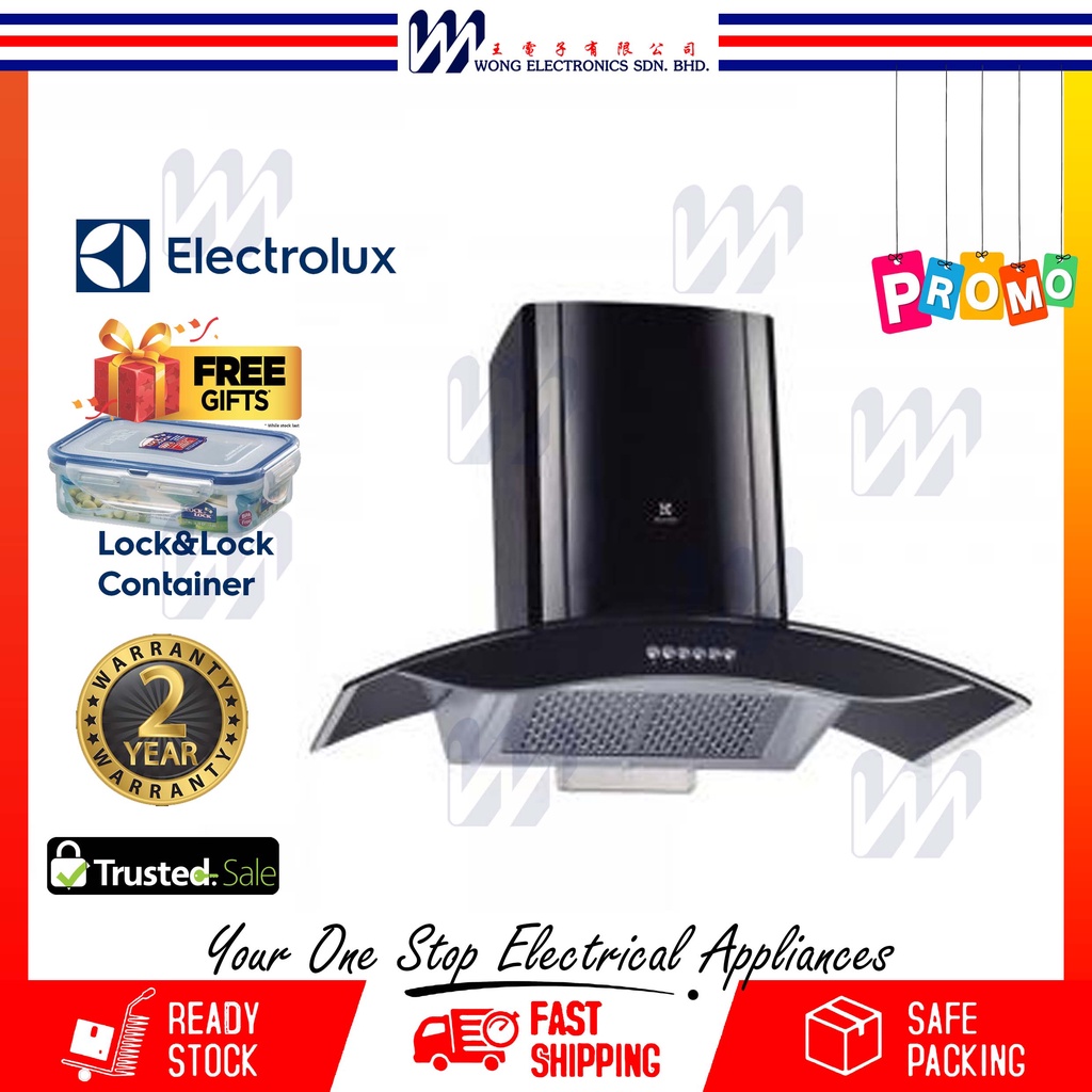 Electrolux 90cm Chimney Hood EFC922GAK Curved Glass with Auto Clean Function Kitchen Hoods