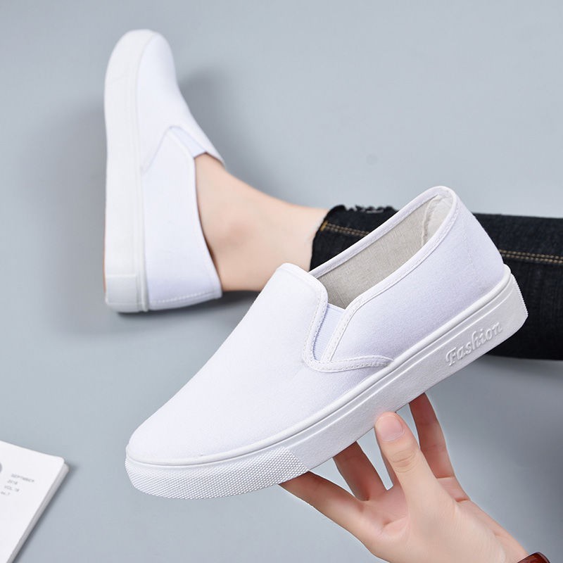 white non canvas shoes