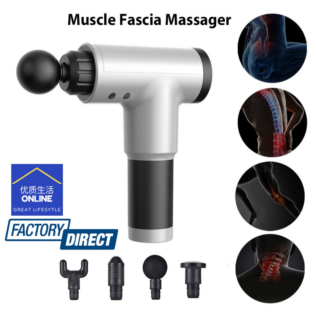 [48 Shipping] Fitness Electric Massage Gun Body Muscle Pain Relief Fascial Therapy Massager Vibrator / Mesin Urut Badan