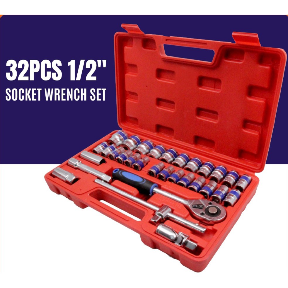 Spanar Box 32PCS 1/2" Ratchet Box Socket Set Box Set Spanner Set Wrench
