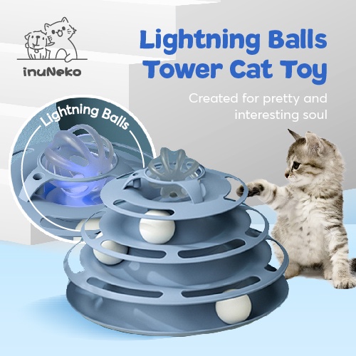 inuNeko Lighting Ball 4Tier Tower Cat Toy/ Spinning Tower Berlampu