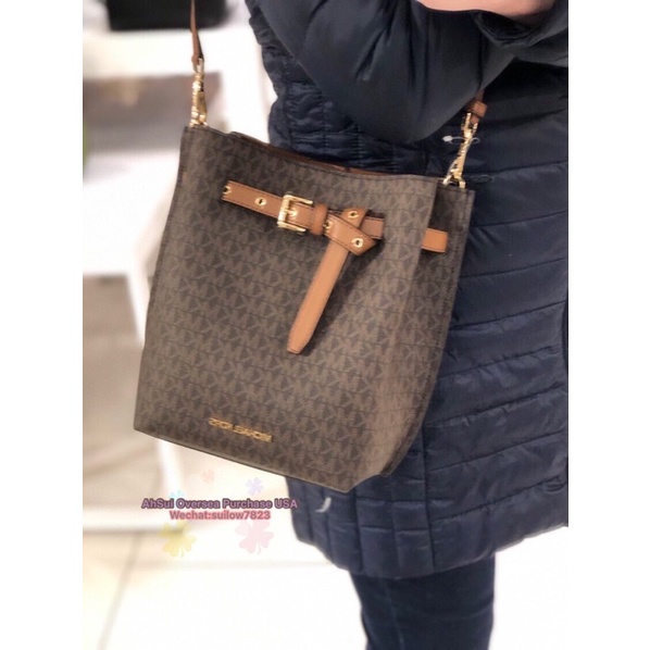 Michael Kors Emilia Small Bucket Bag with Canvas leather | Shopee Malaysia
