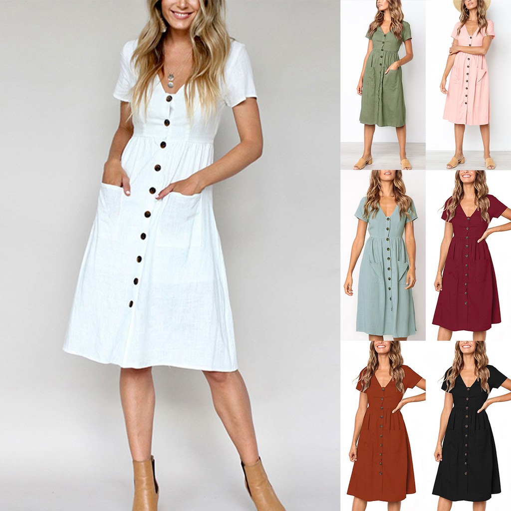 womens casual summer midi dresses