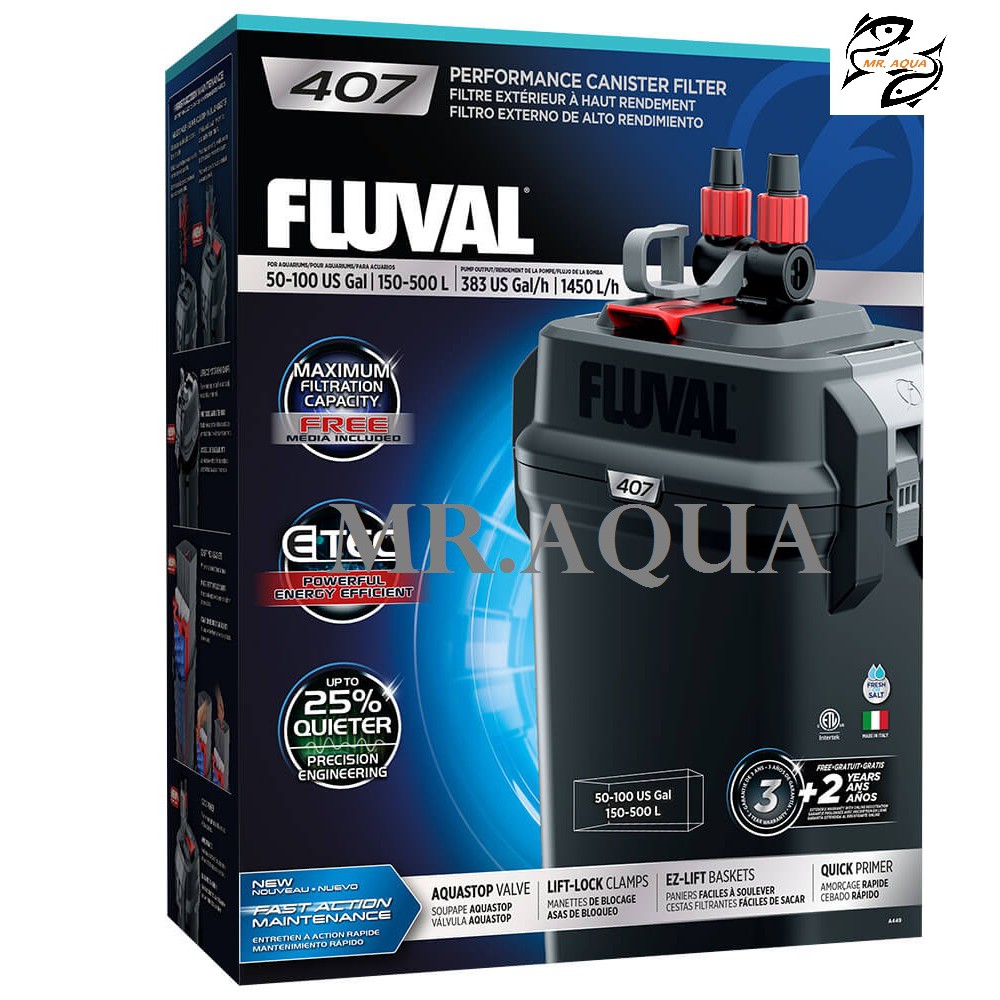 Fluval 407 Performance Canister Filter, up to 100 US Gal (500 L