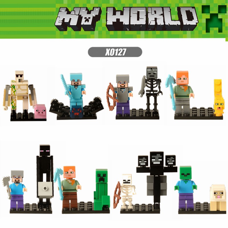 Lego Minecraft Game Minifigures Steve Alex Skeleton Zombie Villager Diy Building Blocks Toys For Children Gifts X0127 Shopee Malaysia