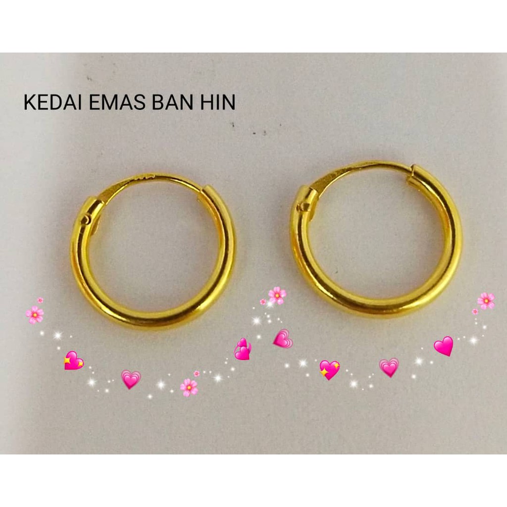 916 GOLD PLAIN HOOP EARRINGS / SUBANG BULAT LICIN EMAS 916-10SMJ08