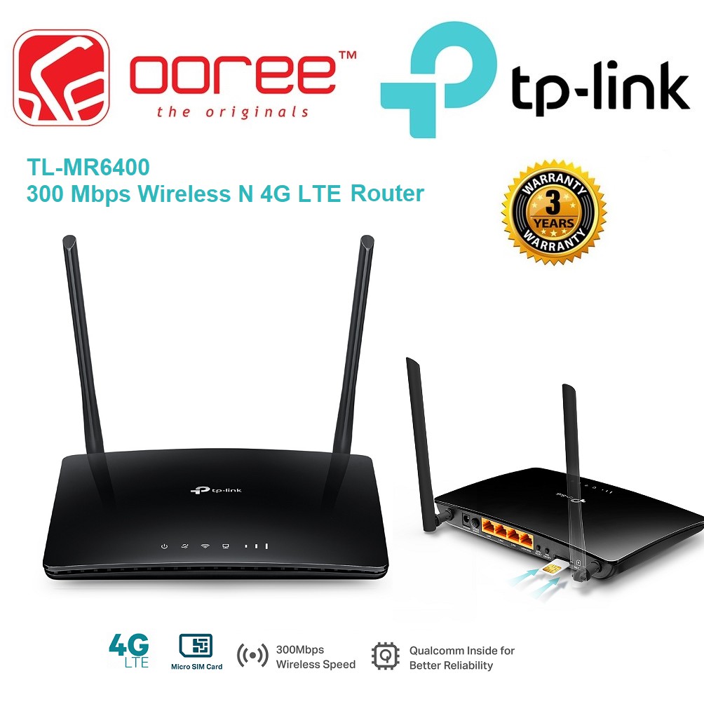 Tp Link Tl Mr6400 300 Mbps Wireless N 4g Lte Router With Micro Sim Card Slot