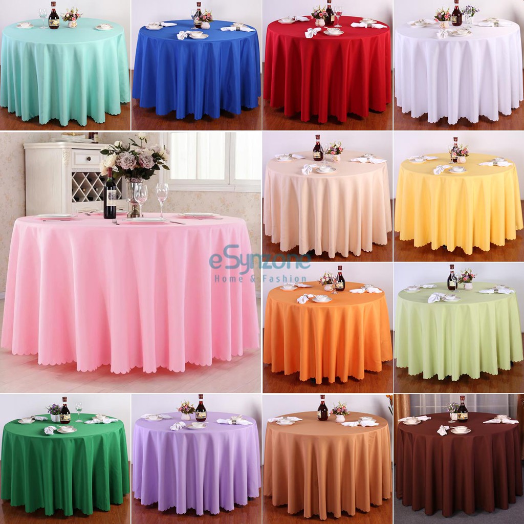 Plain Polyester Table Cloth Cover Banquet Anniversary Wedding Event Dining Party