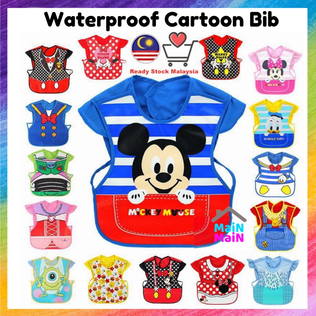 Waterproof Baby Bib soft plastic Baby Bibs Disney Cartoon Eating Pocket