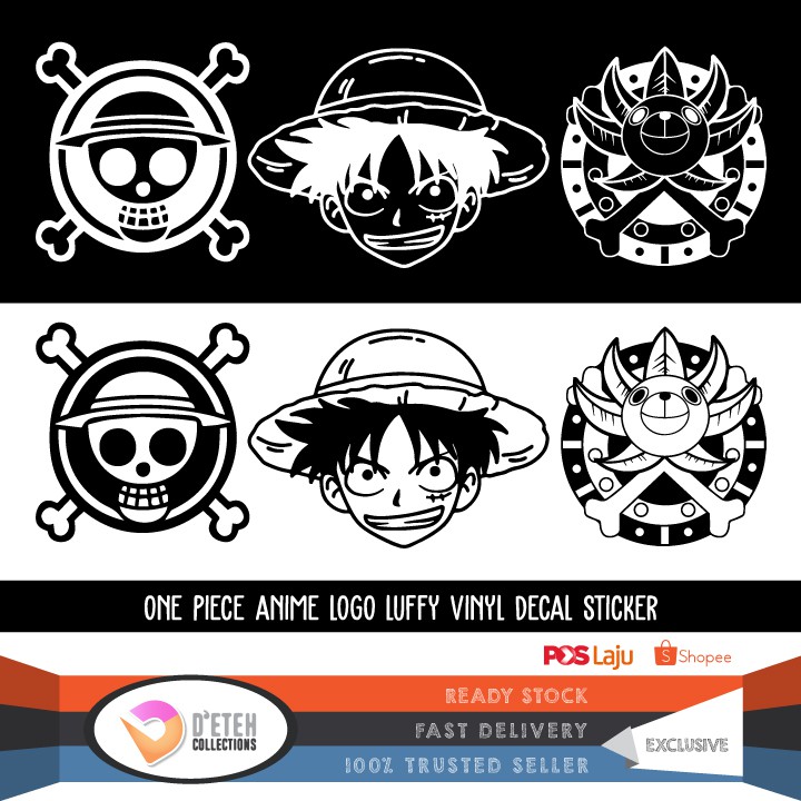 Ready Stock One Piece Anime Logo Luffy Vinyl Decal Sticker Shopee Malaysia