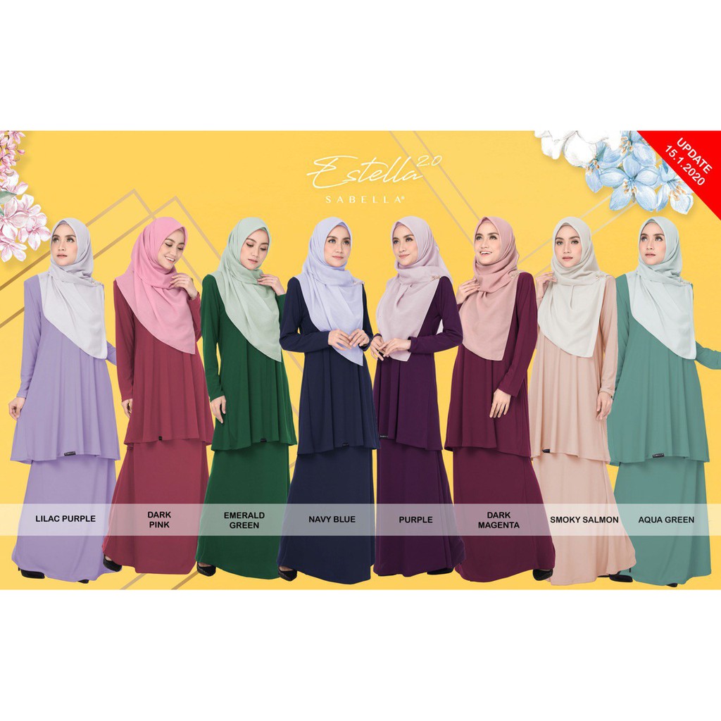 BAJU KURUNG CANTIK TANPA GOSOK ESTELLA SABELLA XS S M L BAJU KURUNG CANTIK TANPA GOSOK ESTELLA SABELLA XS S M L