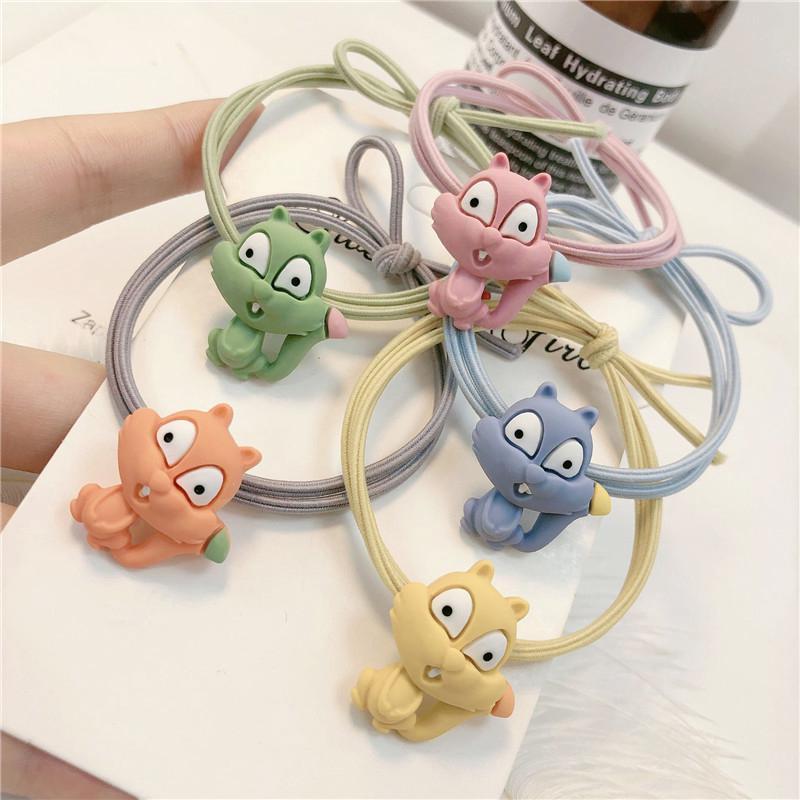 5Pcs Ikat  rambut  Korean Squirrel Elastic  Hair Bands 