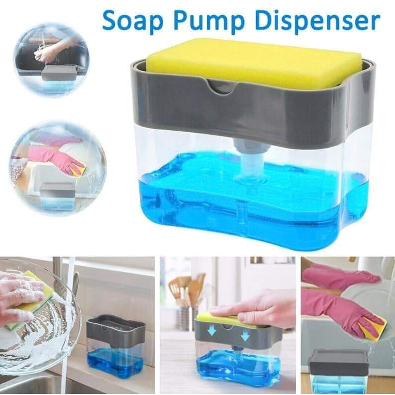 Soap Pump Dispenser Free Sponge Dish Washer Dispenser Tempat Letak Sabun Percuma Span Sabun Basuh Pinggan Shopee Malaysia